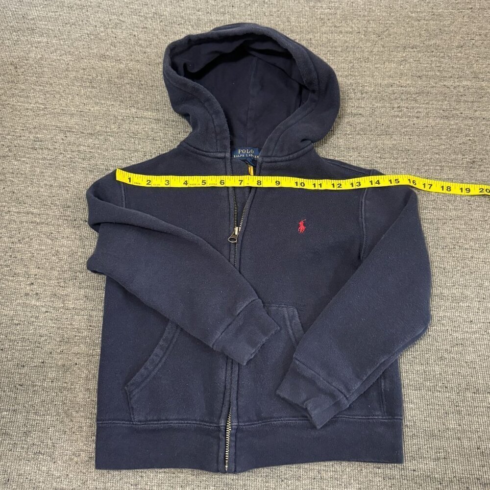 Polo Ralph Lauren Unisex Kids Navy Blue Full Zip Hooded Sweatshirt Size 6 120/60 - Picture 3 of 15